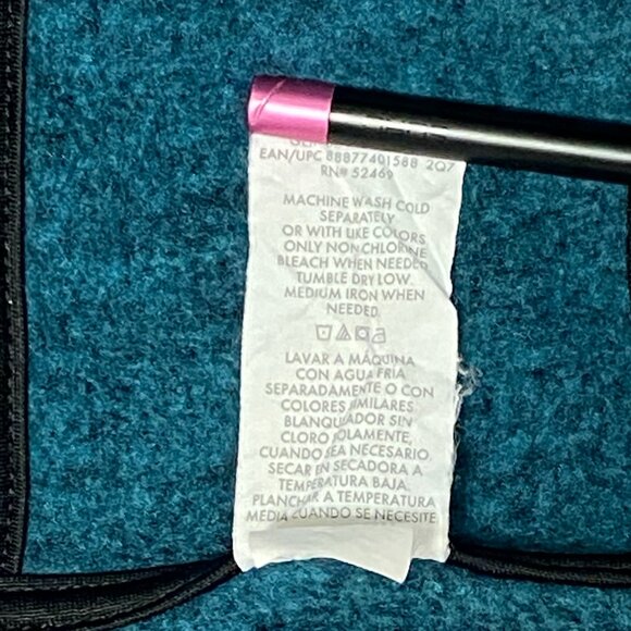 Danskin XL Black Turquoise Marled Long Sleeve Kangaroo Pocket Hoodie Pullover XL - Picture 11 of 11